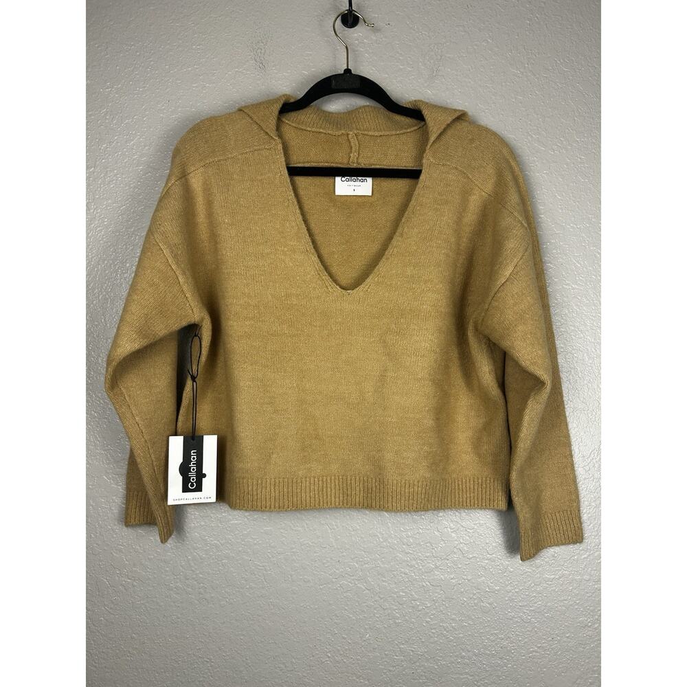Callahan Knit Wear V Neck Long Sleeve Soft Tan Sweater Neutral Basics Size Small